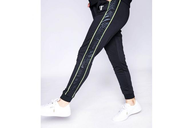 Pantalones Animal Print Contrast Joggers Black