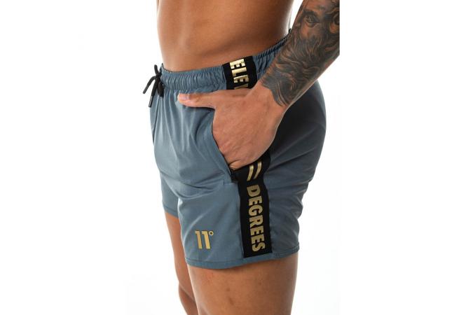 TAPED SWIM SHORTS ANTHRACITE GOLD