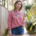 BOLT RAINBOW FLEECE CREW ASH ROSE