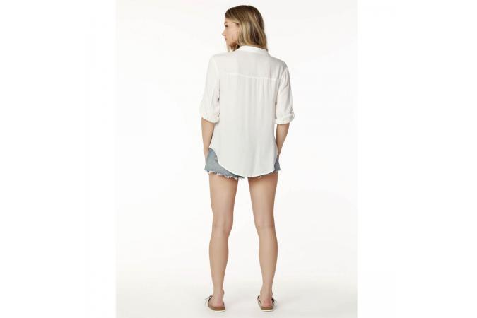 Camisa Bobi Twisted Button Ivory Blanca