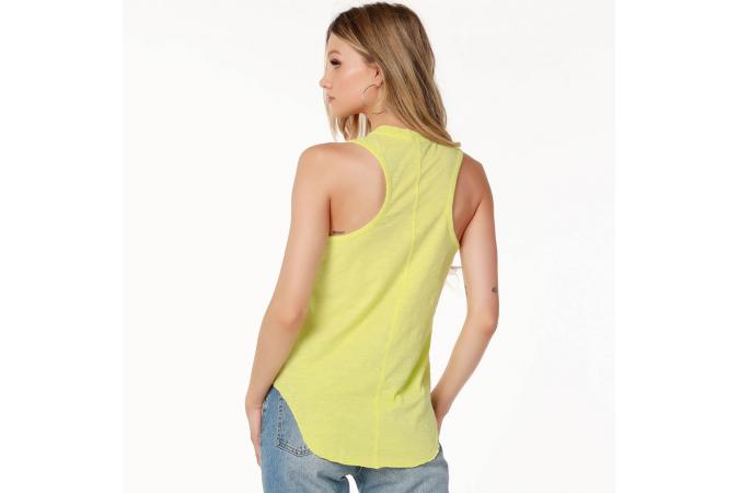 Camiseta Bobi Curved Raw Edge Tank Zest Fluor