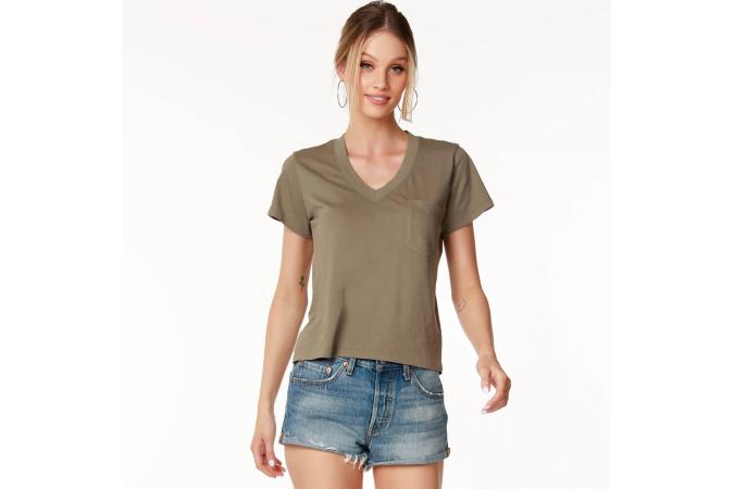 Camiseta Bobi V-Neck Pocket Tee Java Marron