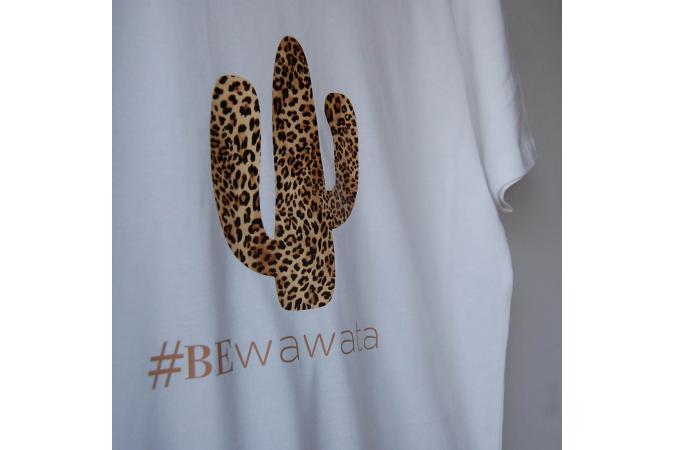 Camiseta Cactus Leopardo Blanco