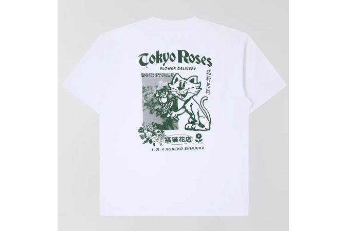 Camiseta Edwin Tokyo Roses Blanca y Verde