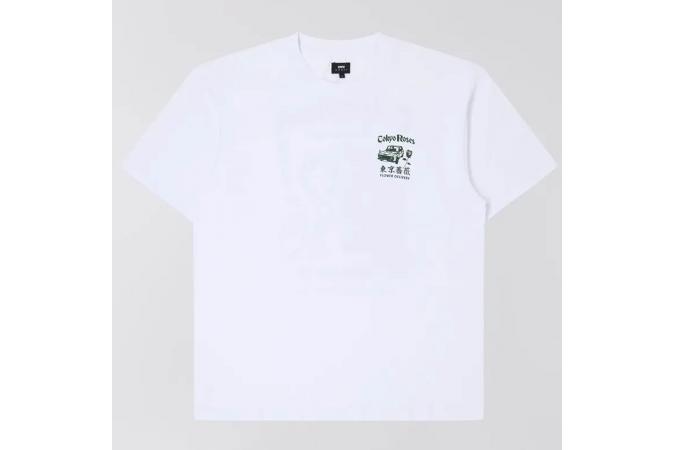 Camiseta Edwin Tokyo Roses Blanca y Verde