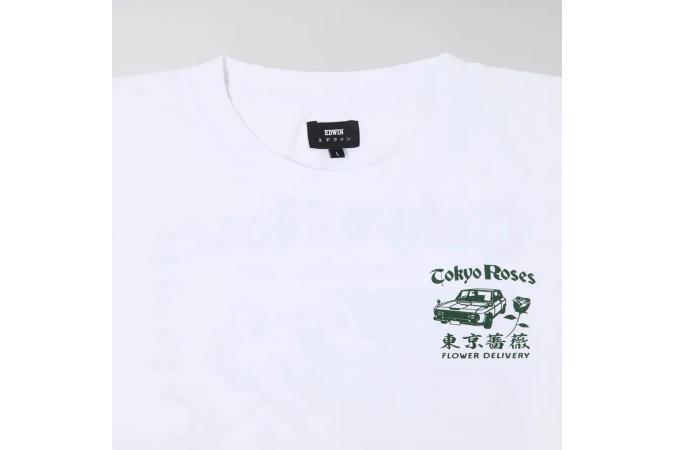 Camiseta Edwin Tokyo Roses Blanca y Verde