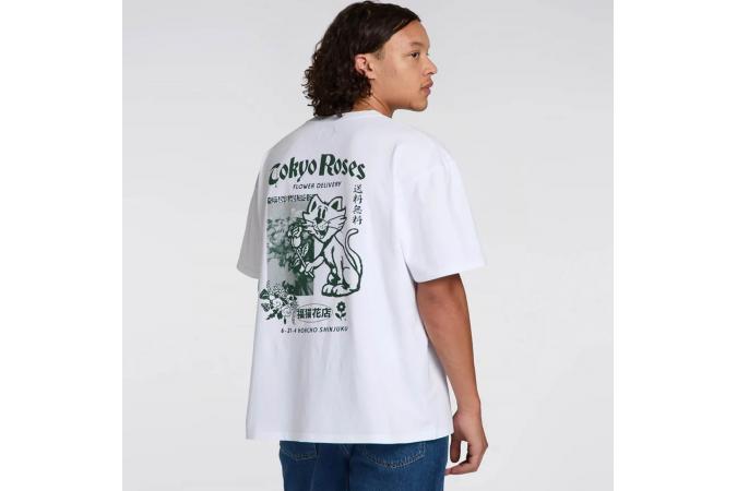 Camiseta Edwin Tokyo Roses Blanca y Verde