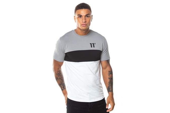 TRIPLE PANEL T-SHIRT SILVER WHITE BLACK