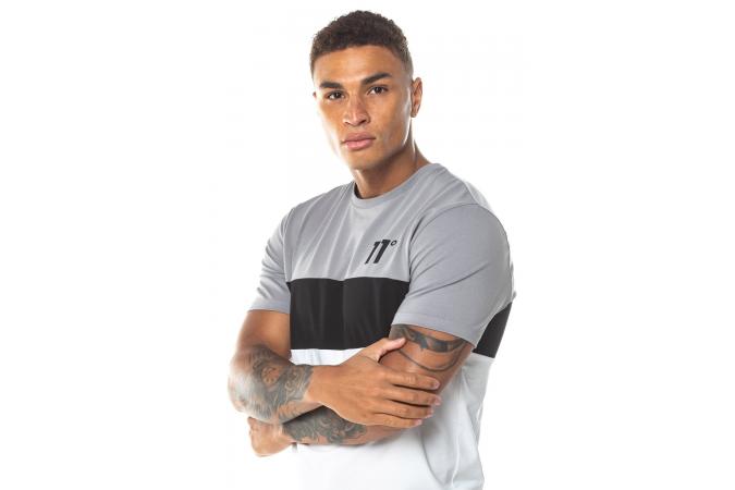 Camiseta Triple Panel - Silver/White/Black