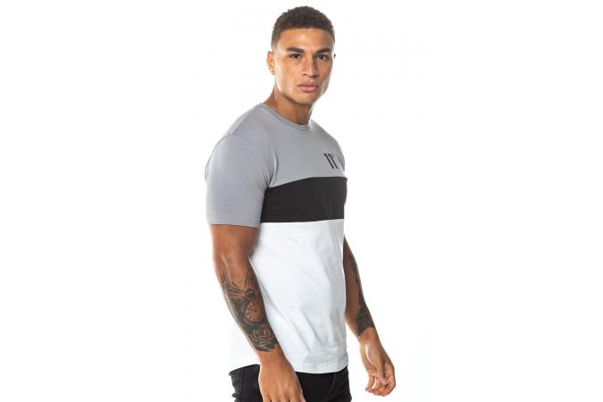 Camiseta Triple Panel - Silver/White/Black