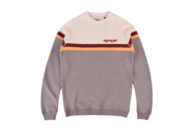 COLOR BLOCK FLEECE CREW W00 WHITE