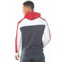COLOUR BLOCK OULL OVER HOODIE ANTRACITE WHITE&RED
