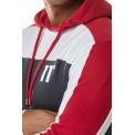 COLOUR BLOCK OULL OVER HOODIE ANTRACITE WHITE&RED
