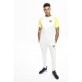 Cut And Sew Chevron muscle Fit T-Shirt Yellow/White/Tornado Marl