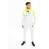 Cut and Sew Pull over Hoodie Yellow/white/Tornado Marl