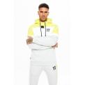 Cut and Sew Pull over Hoodie Yellow/white/Tornado Marl