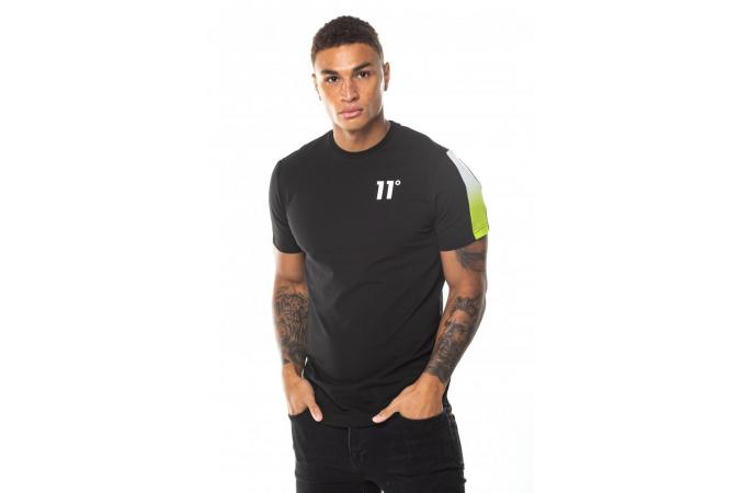 Camiseta Dot Fade Panelled T-Shirt Negro/Verde Lima/Blanco