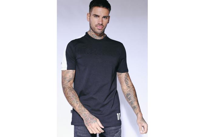 Embossed graphic Arm Panel T-Shirt Black