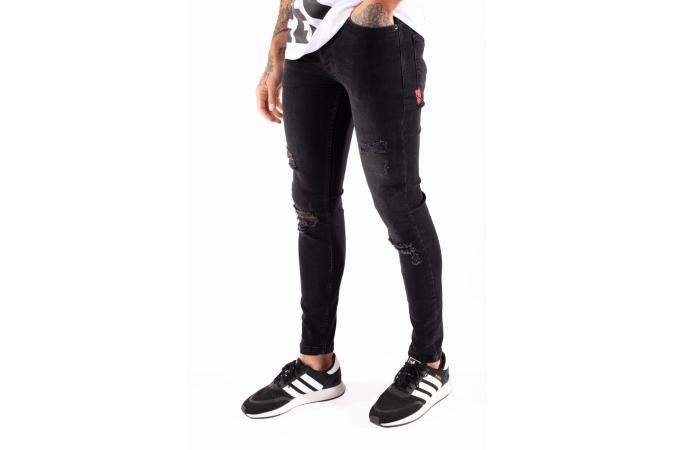 Pantalones Essential Super Stretch Distressed Skinny Fit Negro