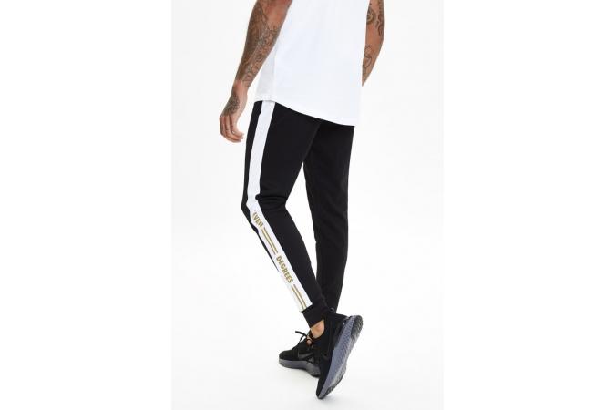 GOLD TAPED POLY JOGGERS BLACK