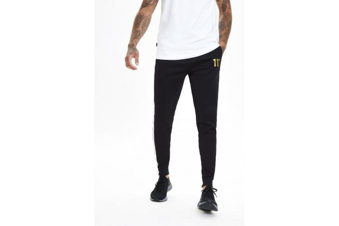 Pantalones Gold Taped Poly Joggers Negro