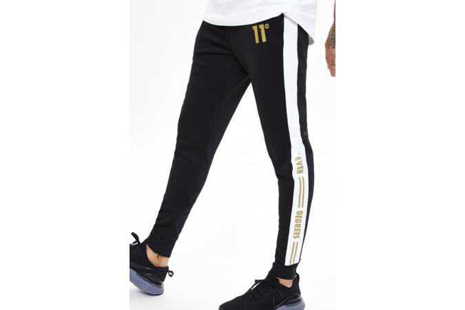 Pantalones Gold Taped Poly Joggers Negro