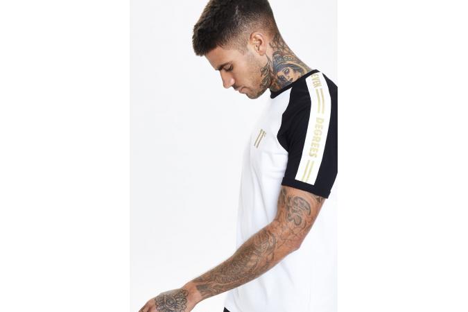 GOLD TAPED RINGER T-SHIRT WHITE&BLACK