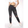 HIGH WAISTED RIP AND REPAIR SKINNY JEANS WASHED BLACK