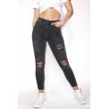 HIGH WAISTED RIP AND REPAIR SKINNY JEANS WASHED BLACK