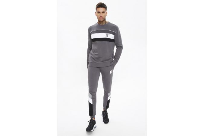 Mercury Mesh Print Cut And Sew Joggers Skinny Fit Slate Grey