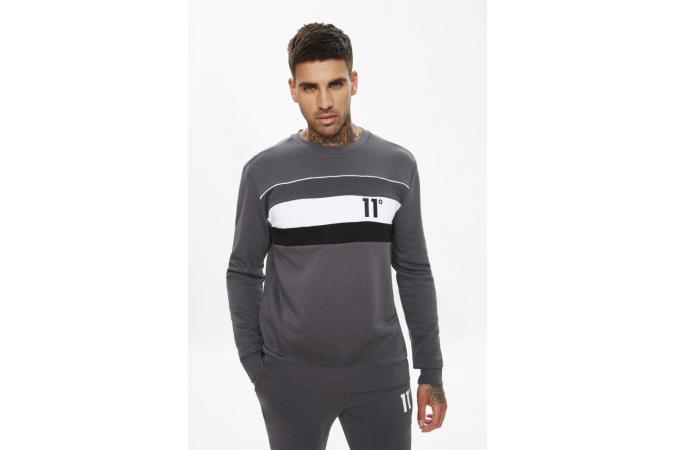 Mercury Mesh Print Cut And Sew Sweatshirt Slate Grey