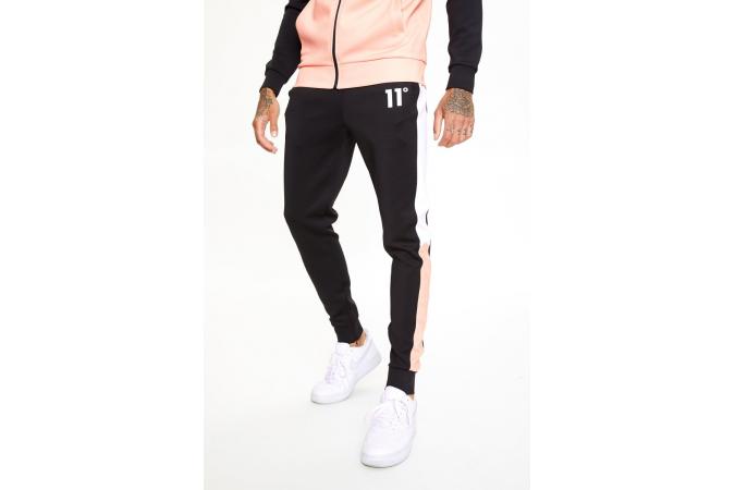 PANEL BLOCK POLY TRACK PANTS PEACH MELBA BLACK WHITE