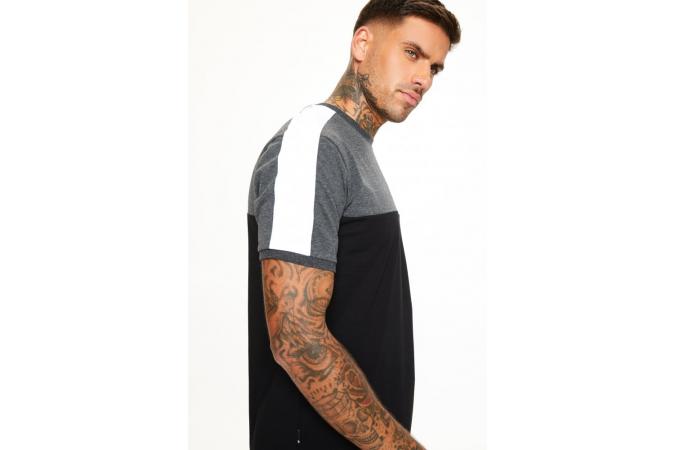 PANEL BLOCK T-SHIRT BLACK ANTHRACITE MARL & WHITE