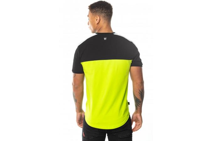 PANEL BLOCK T-SHIRT LIME GREEN, BLACK&WHITE