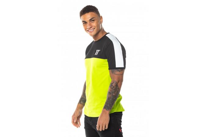 PANEL BLOCK T-SHIRT LIME GREEN, BLACK&WHITE