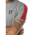 PANELLED T-SHIRT MID GREY MARL,SKI, PATROL RED