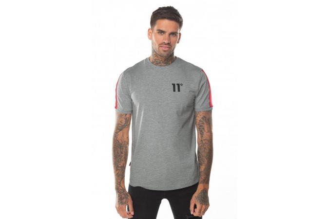 PANELLED T-SHIRT MID GREY MARL,SKI, PATROL RED