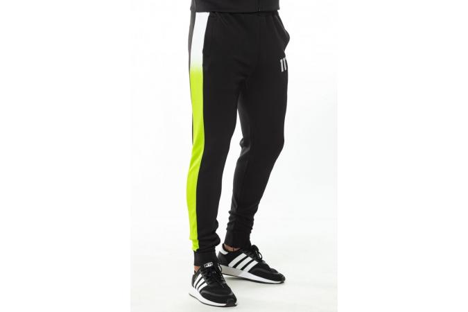 Pantalones Dot Fade Panelled Poly Track Pants - Black/Lime Green/White