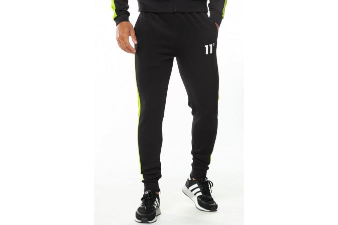 Pantalones Dot Fade Panelled Poly Track Pants - Black/Lime Green/White