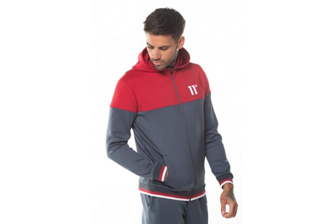 RIBBED FULL ZIP POLY TRACK TOP WITH HOOD ANTHRACITE/ SKI PATROL