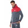 Sudadera Ribbed Full Zip Poly Track Top With Hood - Anthracite/Ski Patrol Red