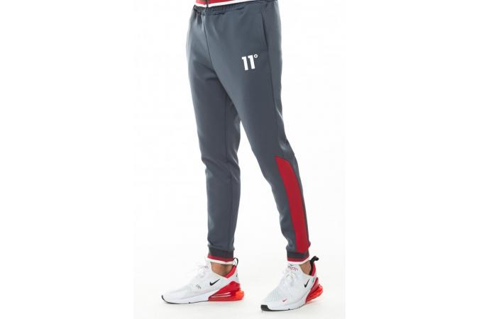 RIBBED POLY TRACK PANTS ANTHRACITE /SKI PATROL RED