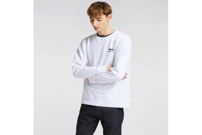 BASE CREW SWEAT WHITE GARMENT WASHED