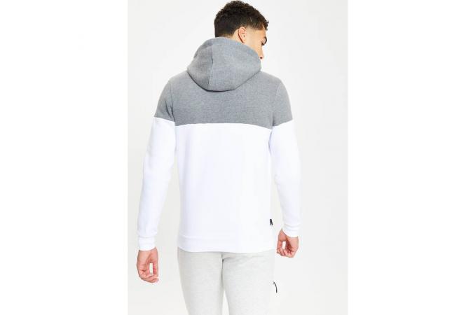Sudadera Colour Block Pullover Hoodie White/Charcoal Marl