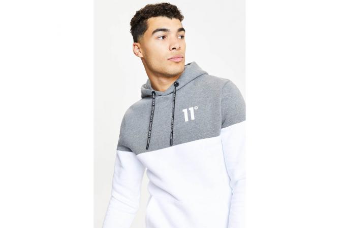 Sudadera Colour Block Pullover Hoodie White/Charcoal Marl