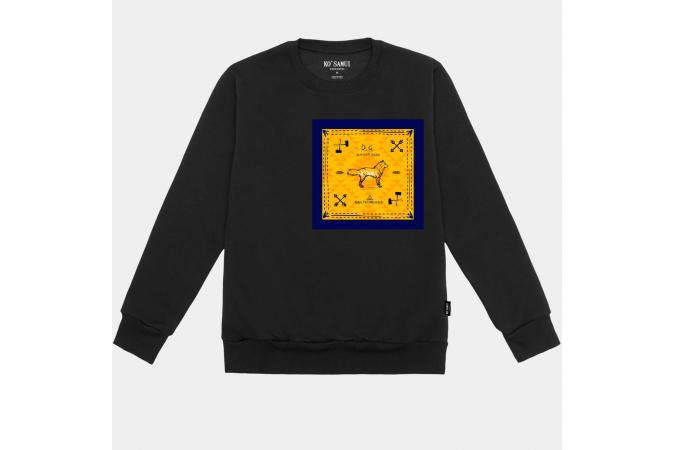 Sudadera Ko Samui JMW E405 DAMAGED Bandana Sweatshirt Negra-Naranja