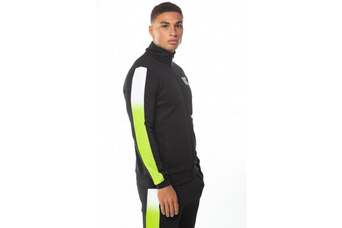 DOT FADE PANELLED POLY TRACK TOP BLACK,LIME GREEN,WHITE