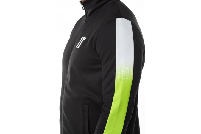 DOT FADE PANELLED POLY TRACK TOP BLACK,LIME GREEN,WHITE