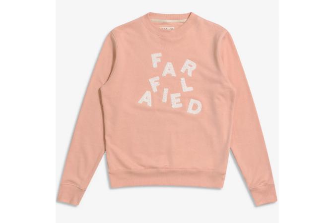 Sudadera Far Afield Wonky Logo Muted Clay Rosa Claro