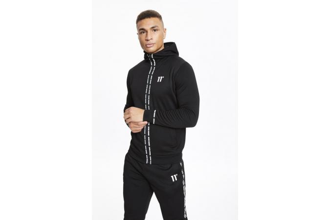 MAIZE PIQUE REPEAT BINDING FULL ZIP BLACK